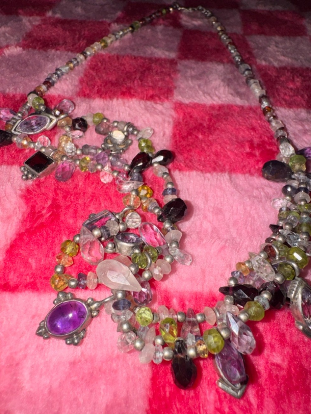Multicolor Beaded Dangle Charm Necklace - Women Jewelry
